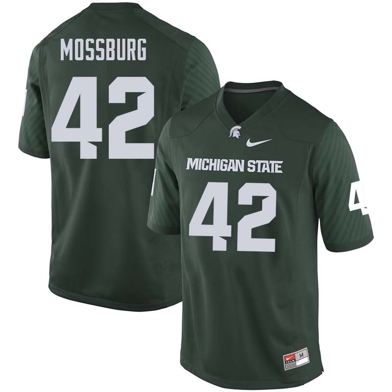 Men #42 Brent Mossburg Michigan State College Football Jerseys Sale-Green